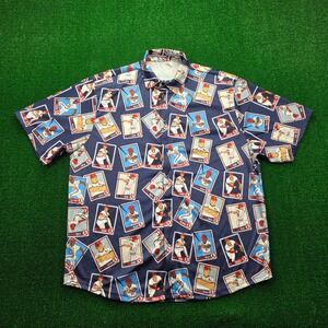 St Louis Cardinals‎ Shirt Mens XL Blue HOF Baseball Card AOP SGA Button Up